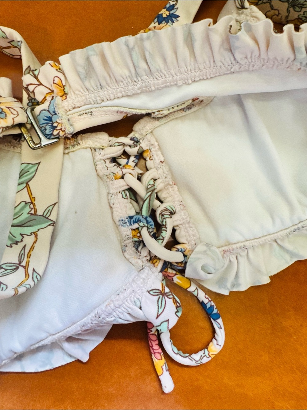 Floral Smocked Cream Bikini Top with 3 Black Swim Bottoms - Women Swim - Picture 15 of 15